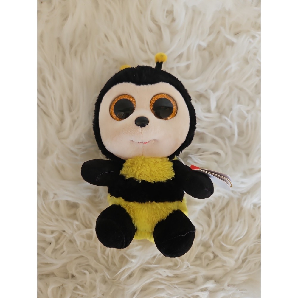 TySilk Beanie Boo BUZBY Bumble Bee Plush Sparkle Eyes 6"